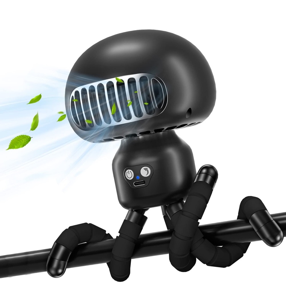 Small Quiet Bladeless Stroller Fan Clip On for Baby 4000mAh USB Rechargeable